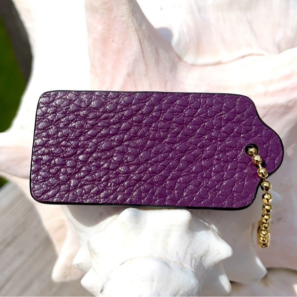 Coach Purple Pebble Leather Hang Tag - Picture 2 of 2